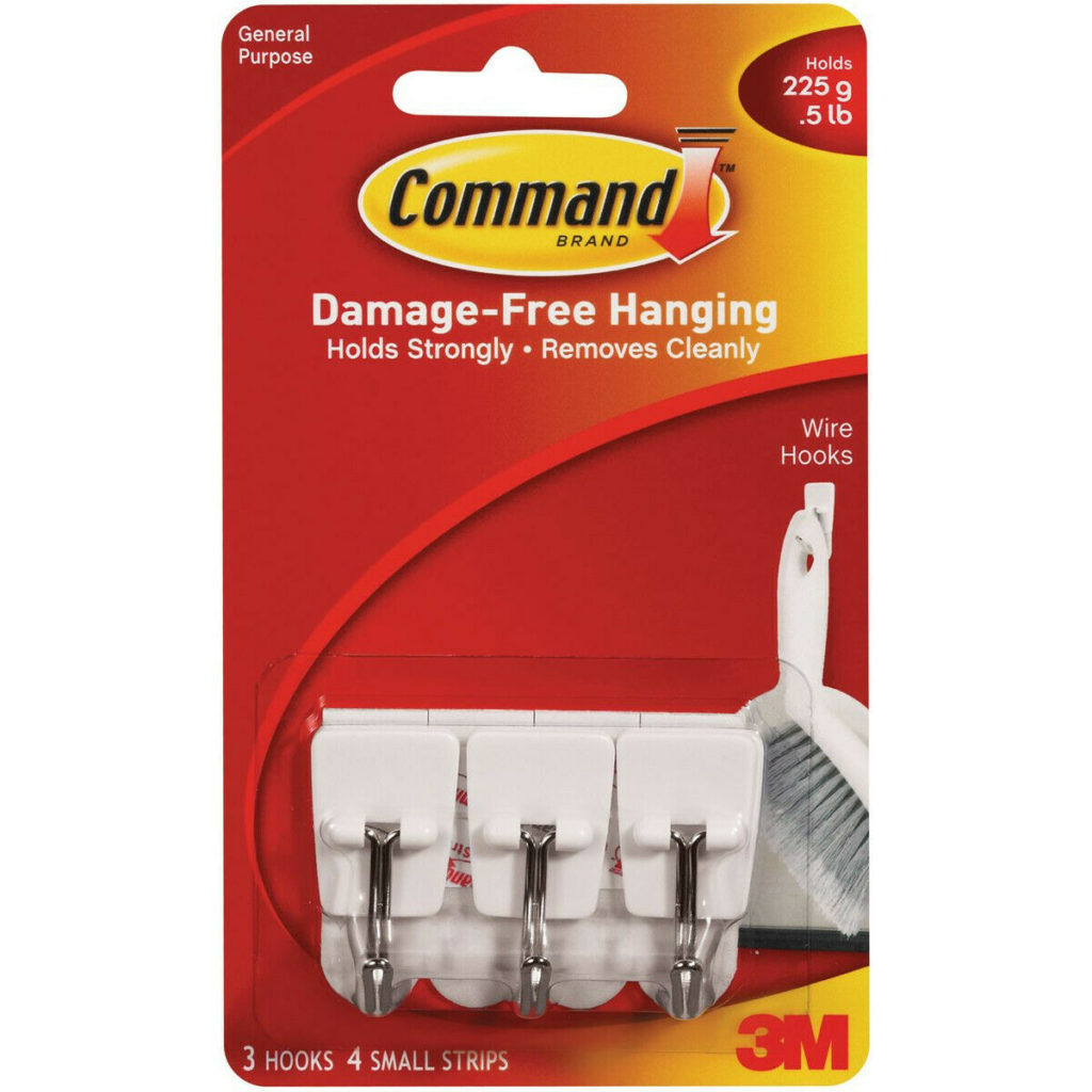 Command Wire Hooks 3 hooks, 4 small strips Bargain Store UK
